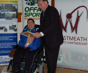 mr-emmett-daly-being-presented-with-his-momento-by-cllr-frank-mcdermott-boad-member-of-westmeath-sports-partnership