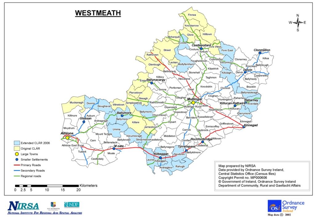 Map of Westmeath Clár area