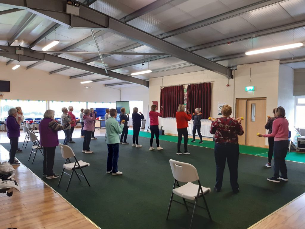 Older adults at an easy keep fit class