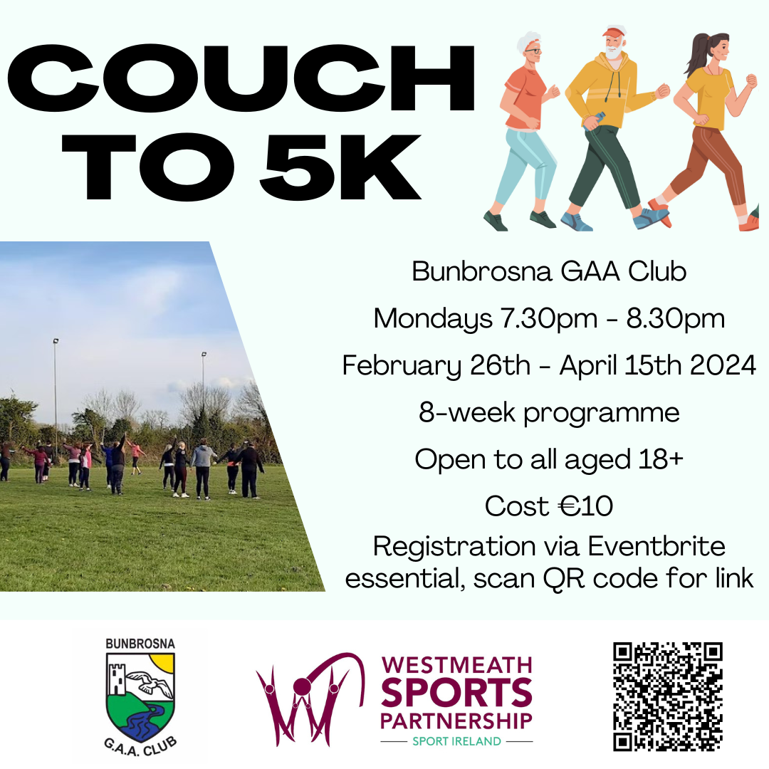 Poster advertising couch to 5K programme starting in Bunbrosna on February 26.