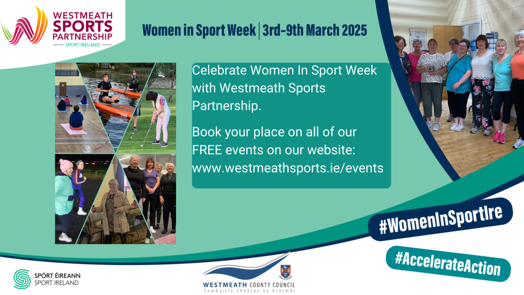 Image advertising women in sport week showing montage of pictures of women enjoying sport