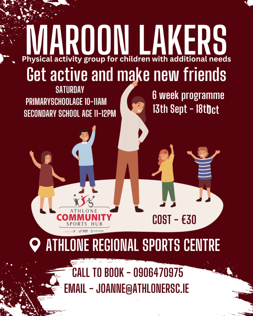 Poster advertising Maroon Lakers at Athlone Sports Hub
